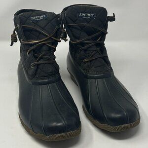 Sperry topsider duck boots black preworn 10 women